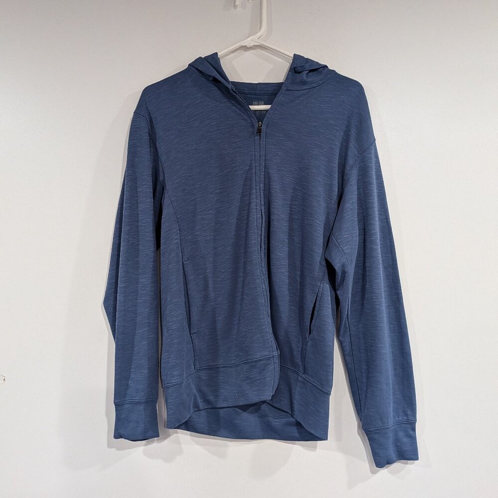 Uniqlo Zipper Up Hooded DryFit UV Protection Sweater Blue Size Medium